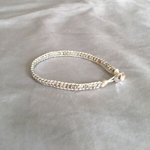 Express Silver & White Faux Leather Wrap Bracelet | Minimalist Layering Piece